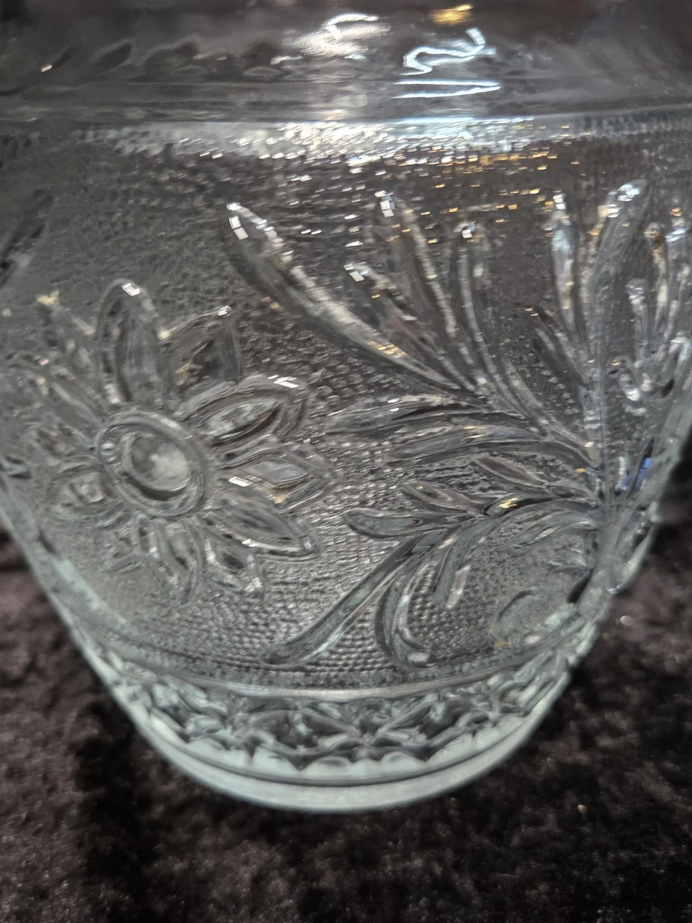 Vintage Anchor Hocking Sandwich Glass Daisy Pattern Biscuit Cookie Jar With Lid